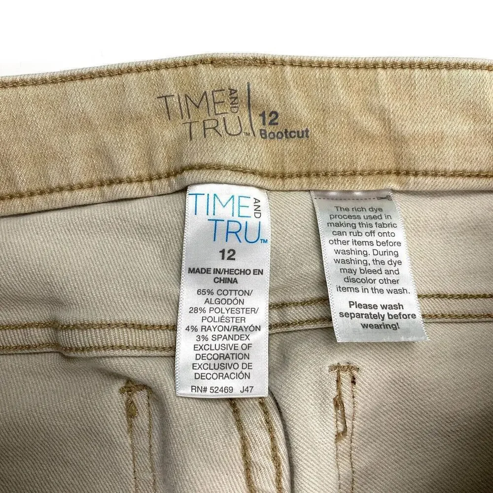 Time And Tru‎ Bootcut Women's size 12 Beige Denim jeans